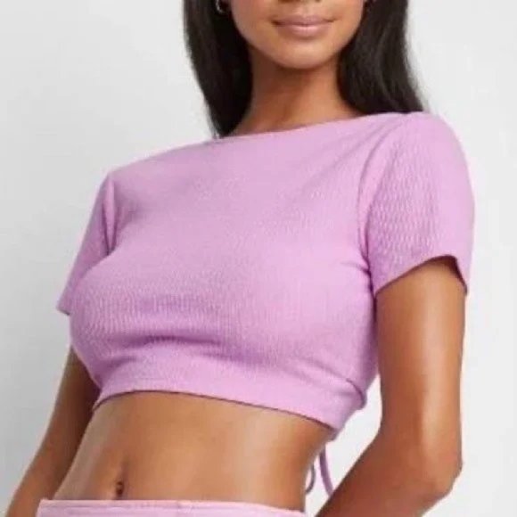 Wild Fable Vibrant Lavender Purple Short Sleeve Double Tie Multi-Way T-Shirt - Picture 3 of 3